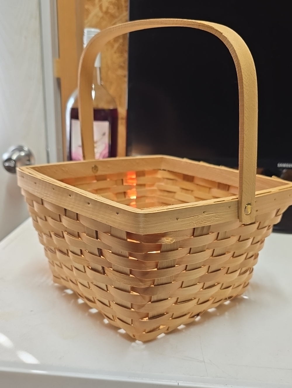 Woven Square Picnic Basket with Handle - Natural ( 226)